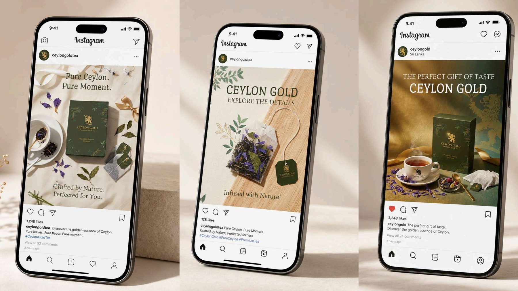 Ceylon Gold Instagram feed campaign posts