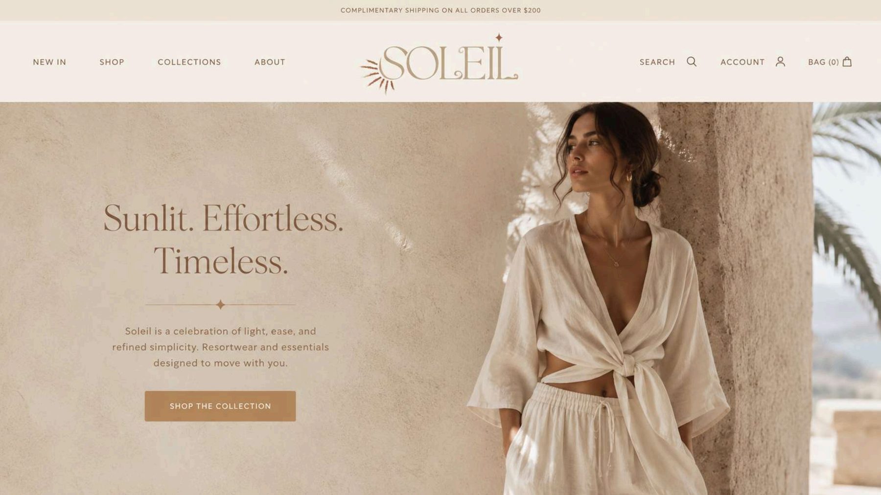 SOLEIL e-commerce landing page concept