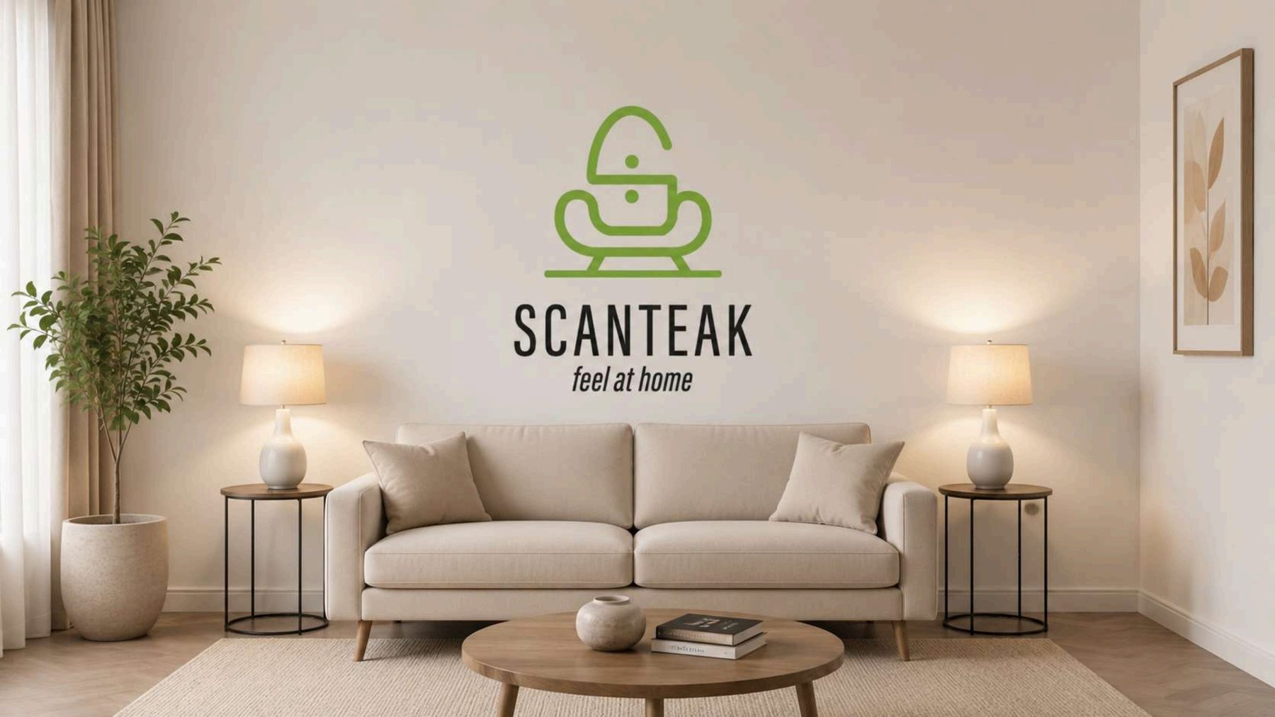 Scanteak rebrand logo over an interior photograph