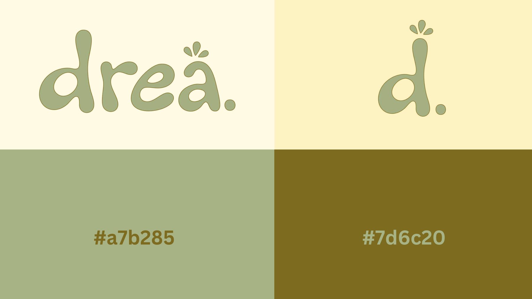 drea. logotype, sprout monogram and colour palette