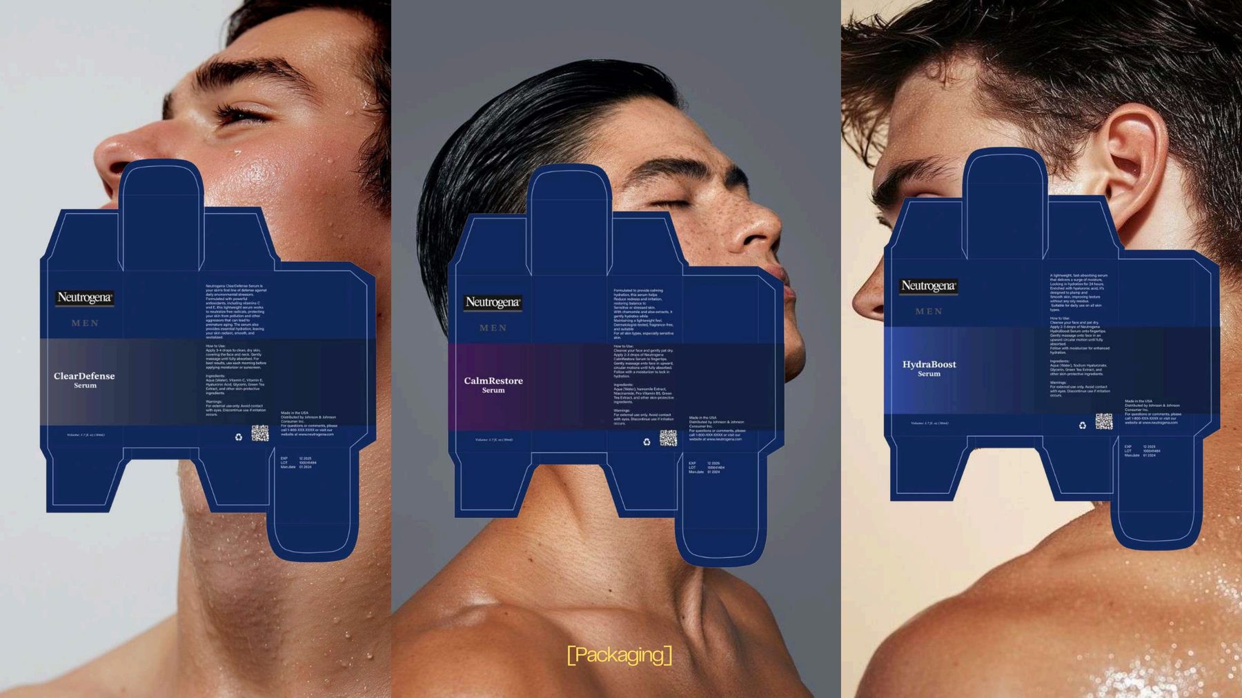 Neutrogena Men serum packaging design variations