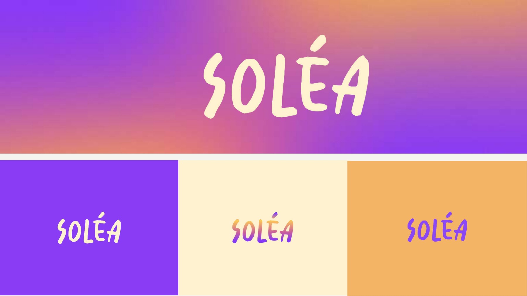 SOLÉA skincare brand logotype and colour palette variations